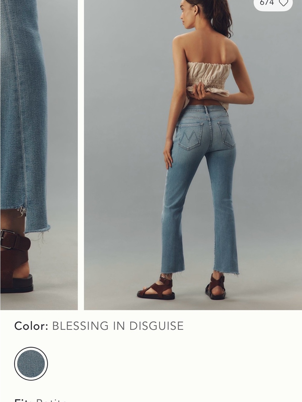 NWT MOTHER JEANS LIL MOTHER INSIDER CROP FRAY. SIZE 24 PETITE. - Picture 10 of 13